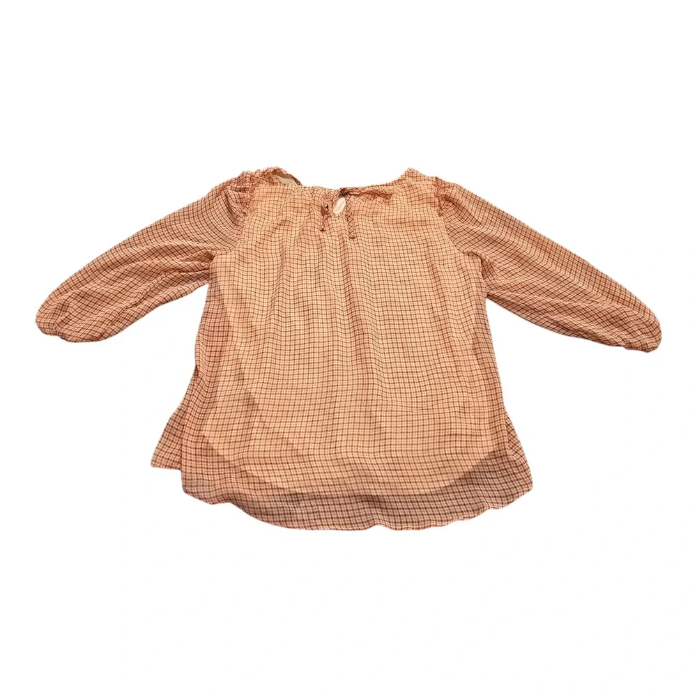 Women's LC Lauren Conrad Flowy Puff-Sleeve Top Copper Gingham M - Picture 3 of 4